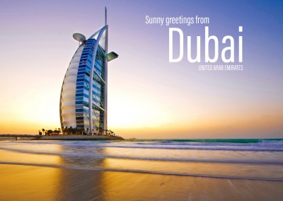 Postcard from Dubai with photo of the ocean