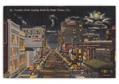 Tampa, Florida, Frankline street looking south at night