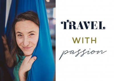 Postkartenspruch Travel with passion