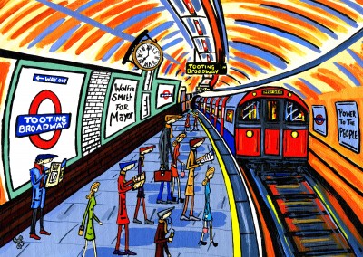 IlustraciÃ³n del Sur de Londres, el Artista Dan el Sur de Londres, el Artista Dan unground sobre el suelo