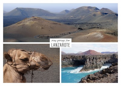 Dreier collage mit fotos von der insel Lanzarote