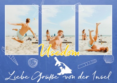 Postkarte Liebe Grüße von der Insel Usedom