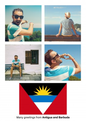 Tarjeta postal con bandera de Antigua y Barbuda