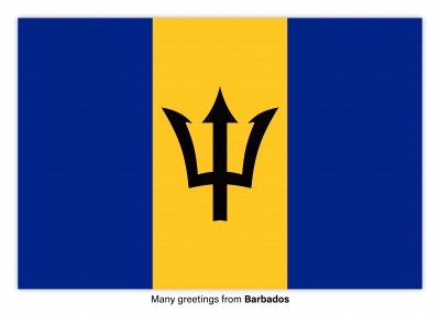 Postal con la bandera de Barbados