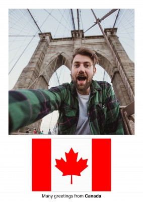 Postal con la bandera de Canadá