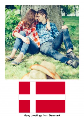 Postal con la bandera de Dinamarca