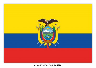 Postal con la bandera del Ecuador