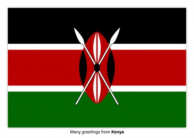 Postal con la bandera de Kenia