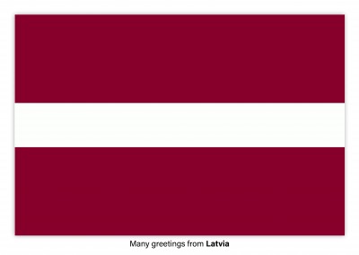 Postal con la bandera de Letonia