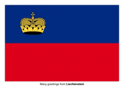 Postal con la bandera de Liechtenstein