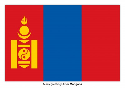 Postal con la bandera de Mongolia