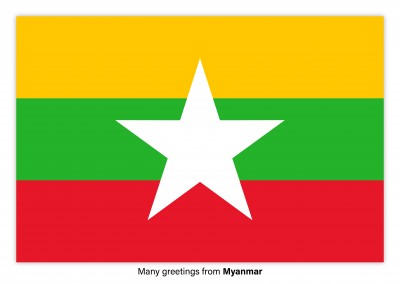 Postal con la bandera de Myanmar