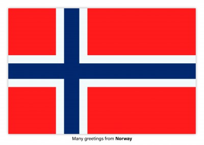 Postal con la bandera de Noruega
