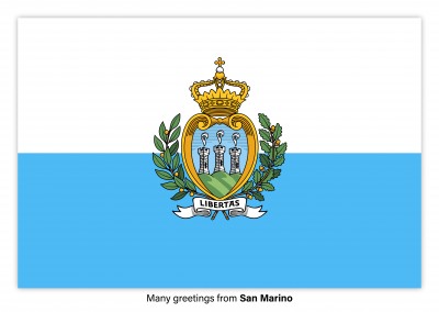 Postal con la bandera de San Marino