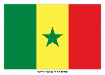 Postal con la bandera de Senegal