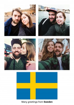 Postal con la bandera de Suecia