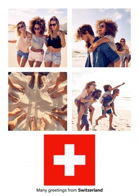 Postal con la bandera de Suiza