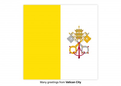 Postal con la bandera de la Ciudad del Vaticano