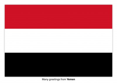 Postal con la bandera de Yemen