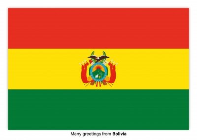 Carte postale avec le drapeau de la Bolivie