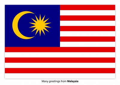 Carte postale avec le drapeau de la Malaisie