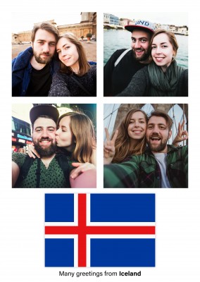 Carte postale avec le drapeau de l'Islande