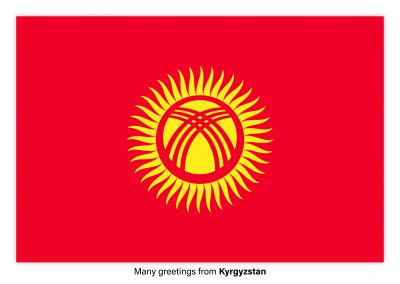 Carte postale avec le drapeau du Kirghizistan