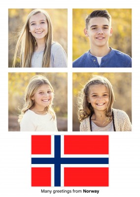 Carte postale avec le drapeau de la Norvège
