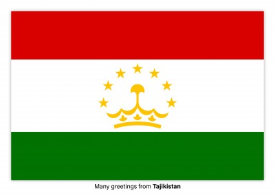 Carte postale avec le drapeau de la république du Tadjikistan