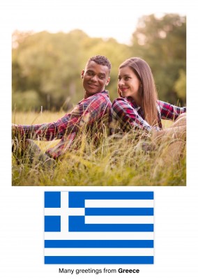 Cartolina con la bandiera della Grecia