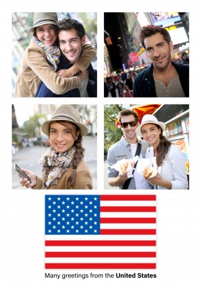 Cartolina con la bandiera degli Stati Uniti