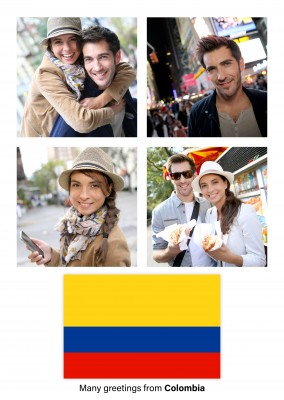 Cartolina con la bandiera della Colombia