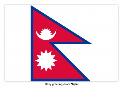 Cartolina con la bandiera del Nepal
