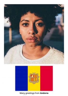 Ansichtkaart met een vlag van Andorra