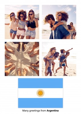 Ansichtkaart met een vlag van Argentinië