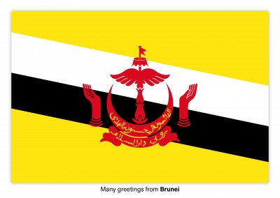 Ansichtkaart met een vlag van Brunei