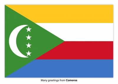 Ansichtkaart met een vlag van de Comoren