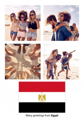 Ansichtkaart met een vlag van Egypte