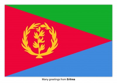 Ansichtkaart met een vlag van Eritrea
