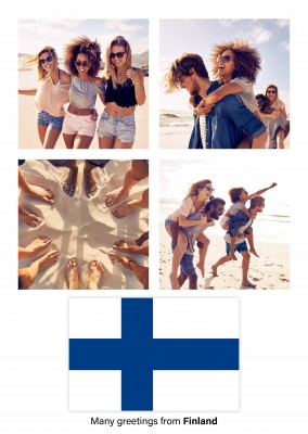 Ansichtkaart met de vlag van Finland