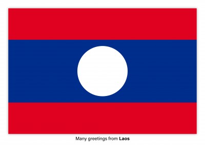 Ansichtkaart met een vlag van Laos