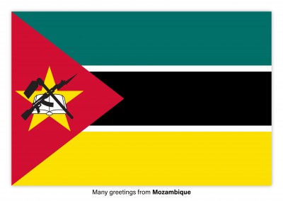 Ansichtkaart met een vlag van Mozambique