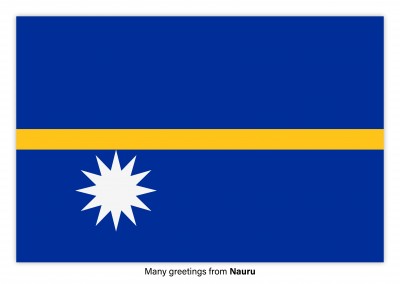 Ansichtkaart met een vlag van Nauru