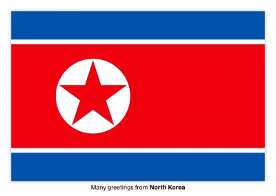Ansichtkaart met de vlag van Noord-Korea