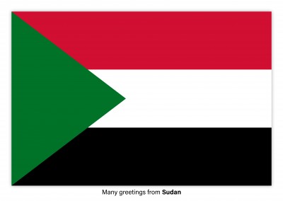 Ansichtkaart met een vlag van Sudan