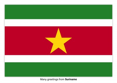 Ansichtkaart met de vlag van Suriname