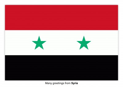 Ansichtkaart met een vlag van Syrië