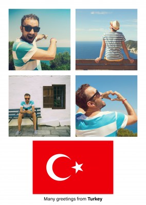 Ansichtkaart met de vlag van Turkije