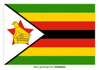 Ansichtkaart met een vlag van Zimbabwe