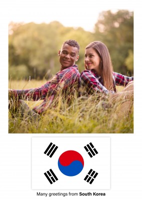 Ansichtkaart met een vlag van Salomo Zuid-Korea
